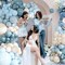 124PCS Dusty Blue Balloon Arch Kit, Blue and White Balloon Garland, Macaron Light Blue Sand White Party Decorations for Baby Shower Bridal Birthday